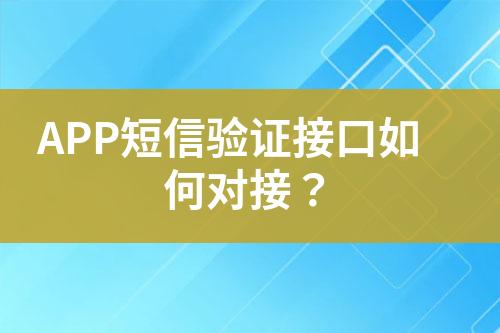 APP短信驗(yàn)證接口如何對接？