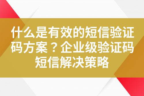 什么是有效的短信驗(yàn)證碼方案？企業(yè)級(jí)驗(yàn)證碼短信解決策略