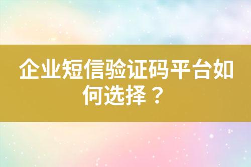 企業(yè)短信驗(yàn)證碼平臺(tái)如何選擇？