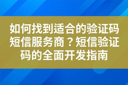 如何找到適合的驗證碼短信服務(wù)商？短信驗證碼的全面開發(fā)指南