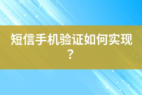 短信手機(jī)驗證如何實現(xiàn)？