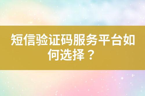 短信驗(yàn)證碼服務(wù)平臺(tái)如何選擇？