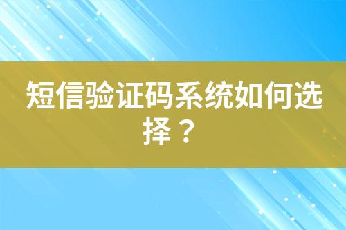 短信驗(yàn)證碼系統(tǒng)如何選擇？