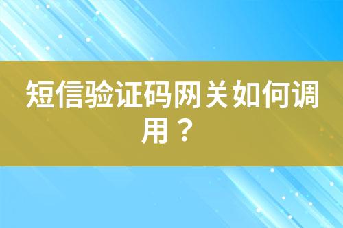 短信驗證碼網(wǎng)關(guān)如何調(diào)用？