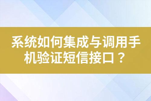 系統(tǒng)如何集成與調(diào)用手機(jī)驗(yàn)證短信接口？