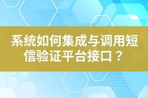 系統(tǒng)如何集成與調(diào)用短信驗(yàn)證平臺(tái)接口？