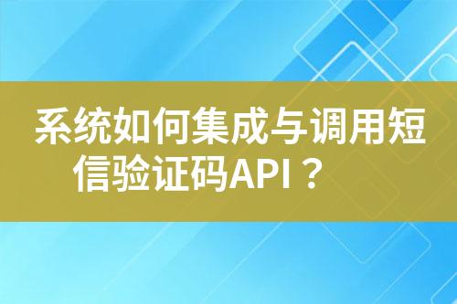 系統(tǒng)如何集成與調(diào)用短信驗證碼API？