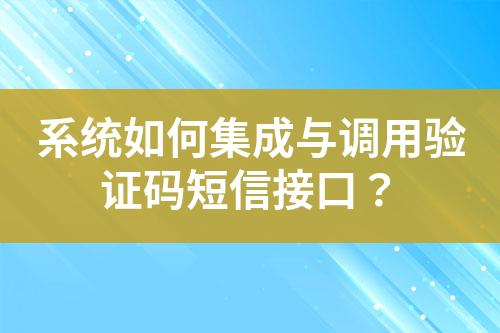 系統(tǒng)如何集成與調(diào)用驗證碼短信接口？