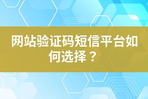 網(wǎng)站驗(yàn)證碼短信平臺如何選擇？